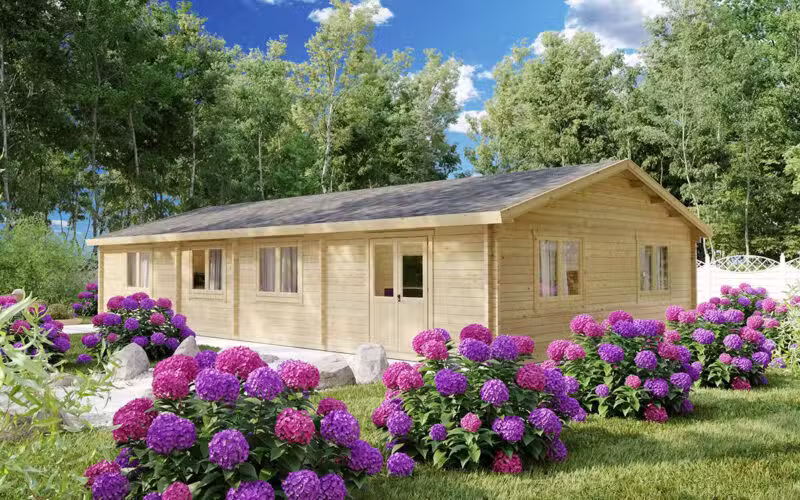 Blockhaus mit 3 Schlafzimmern Hansa Holiday G 100m2 14 x 7m 70mm