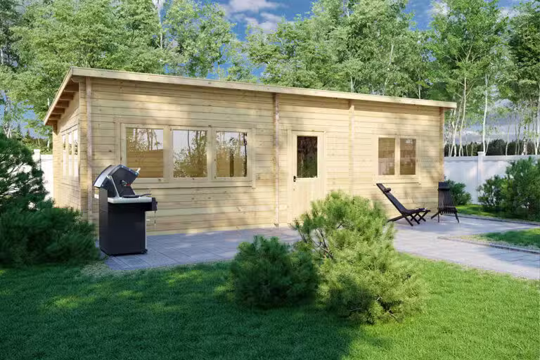 Ein Schlafzimmer Blockhaus Holiday J 40m2 4,5 x 9 m 70mm