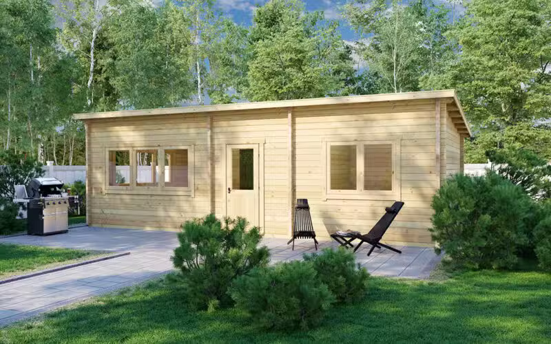 Ein Schlafzimmer Blockhaus Holiday J 40m2 4,5 x 9 m 70mm