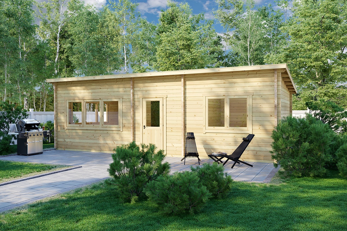 Ein Schlafzimmer Blockhaus Holiday J 40m2 4,5 x 9 m 70mm
