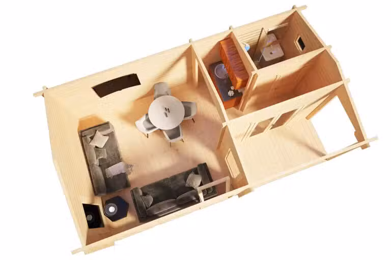 Gartenblockhütte Malaga I 22m2 / 7 x 4 m / 58mm