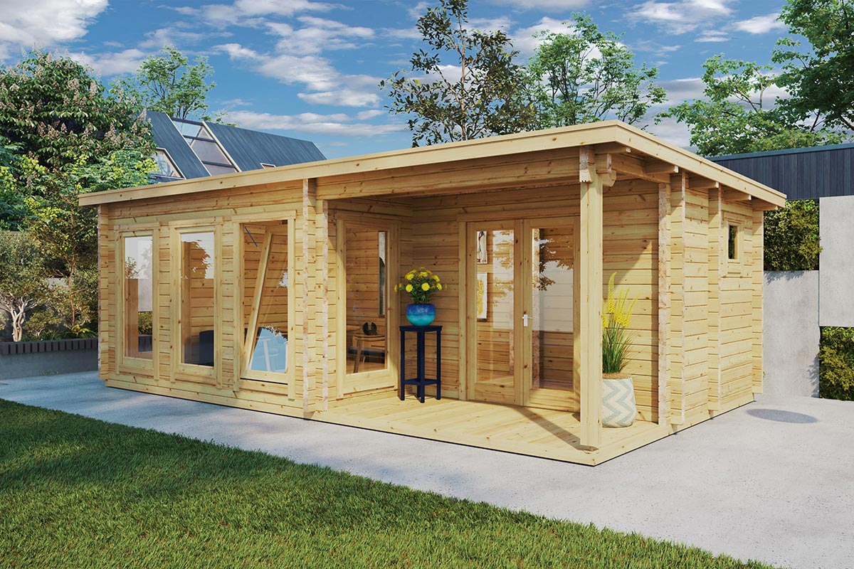 Holz Gartenhaus mit Dusche und WC