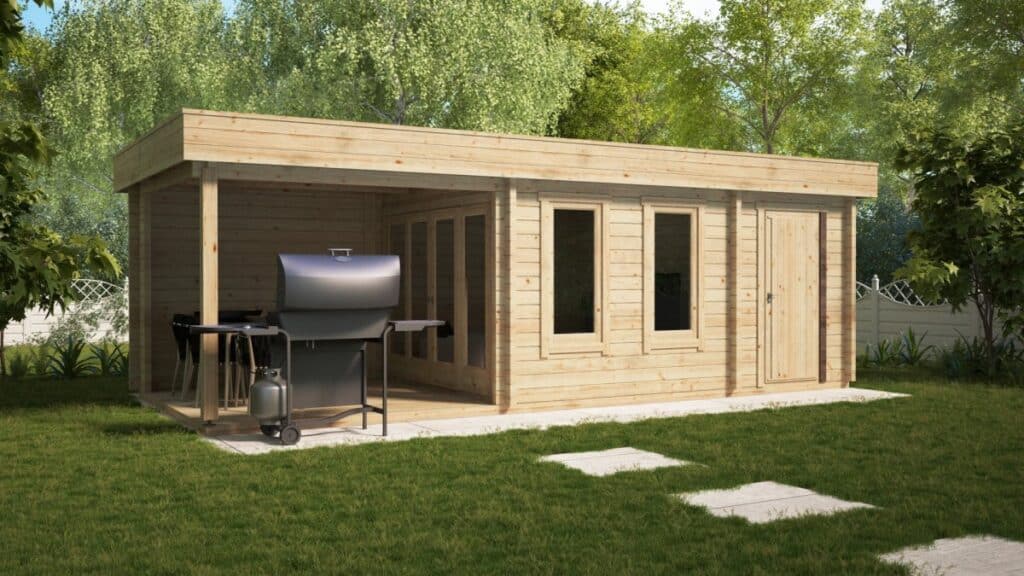 Multifunktionales Gartenhaus Super Lucas E 15m² / 44mm / 3x8m