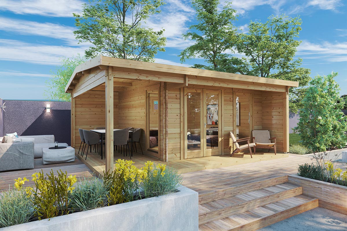 Gartenhaus mit Terrasse "Garten Studio XL" 6x5m