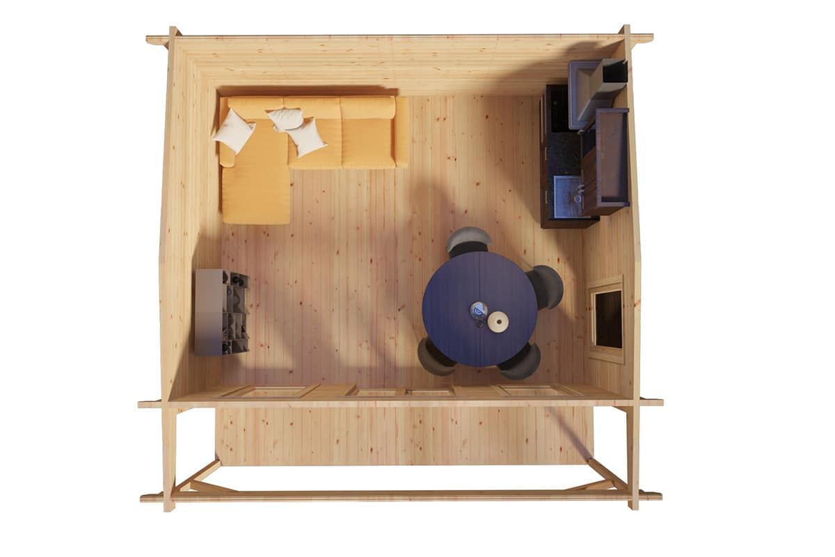Holzhaus Costa A 19 m2 5 x 5 m 70 mm