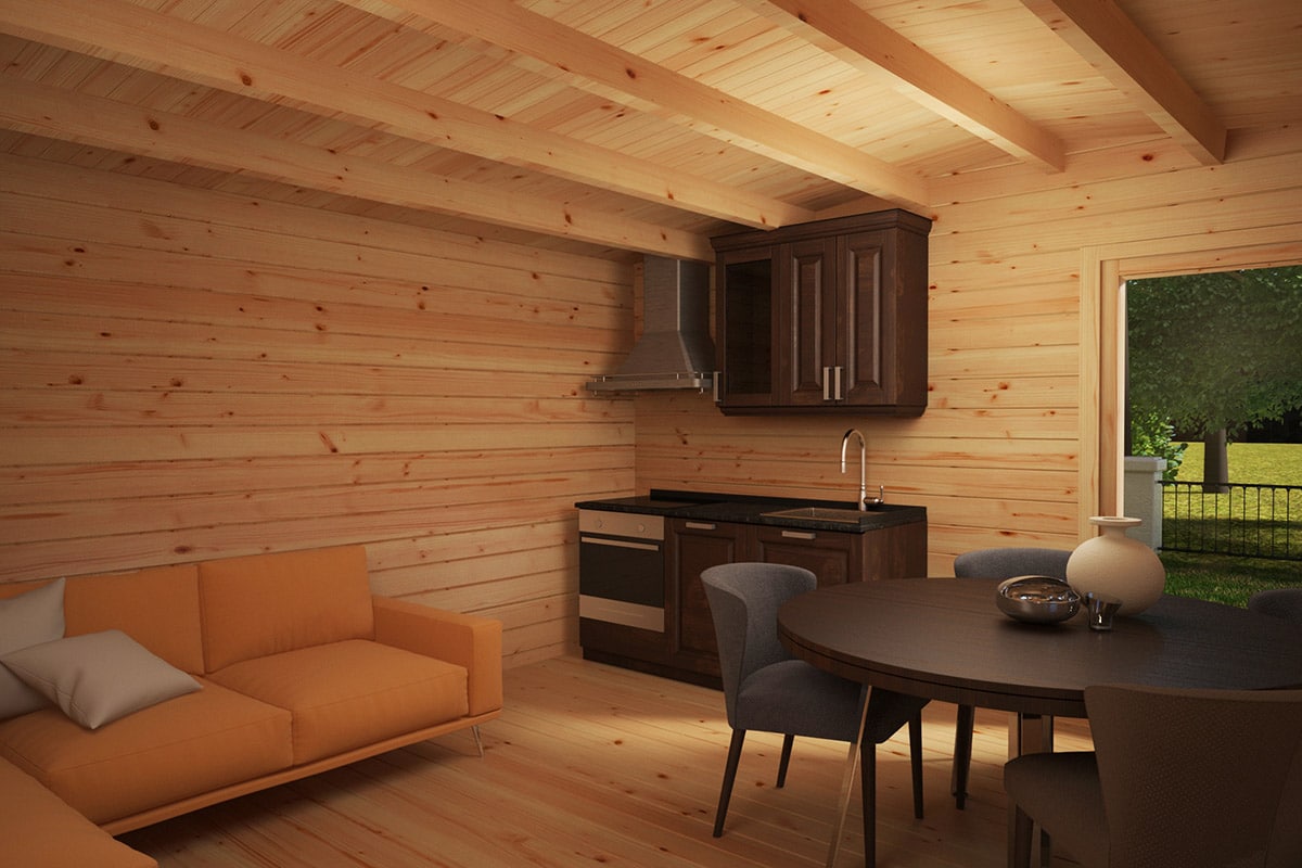 Holzhaus Costa A 19 m2 5 x 5 m 70 mm