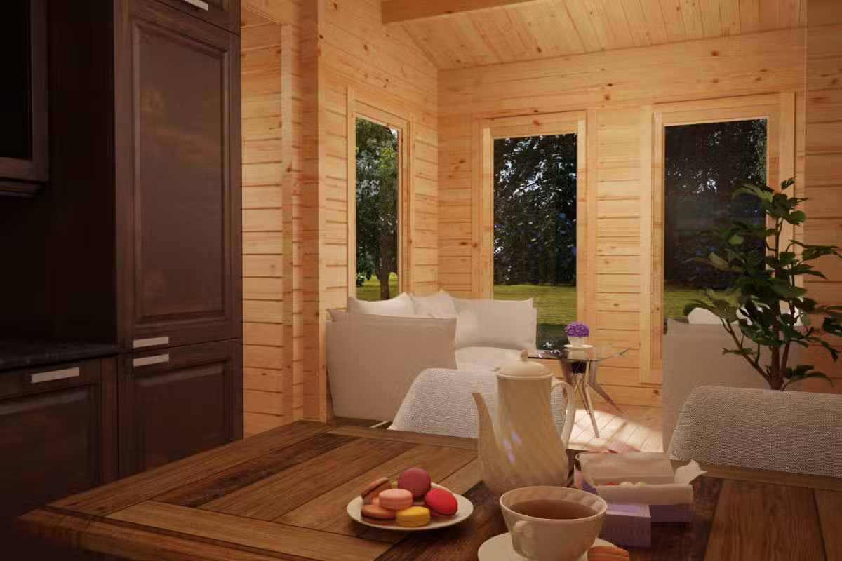 Blockhaus mit zwei Schlafzimmern „Holiday K” 40 m2 70mm