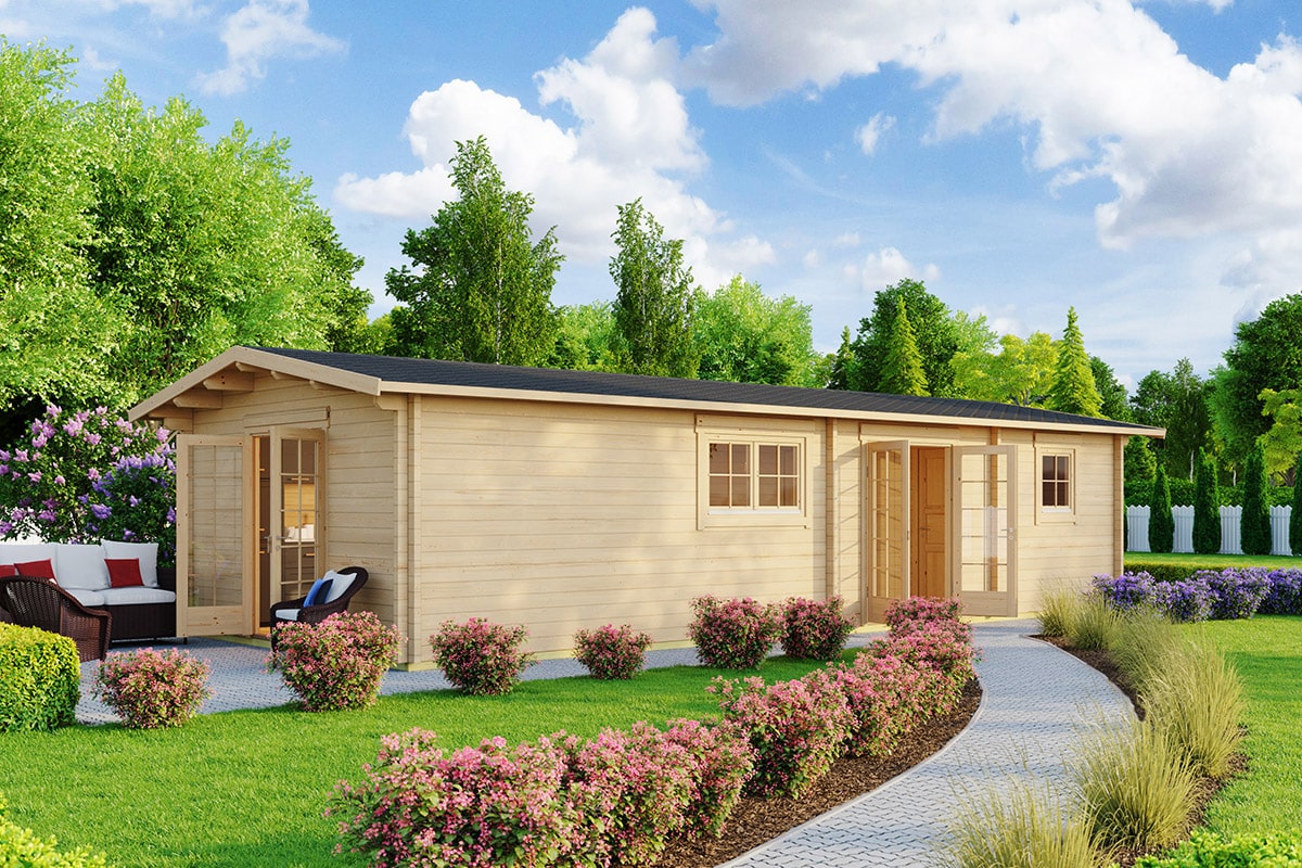 Holzhaus mit zwei Schlafzimmern „Murcia“ 47m2 | 70mm | 11x5m G0263-1