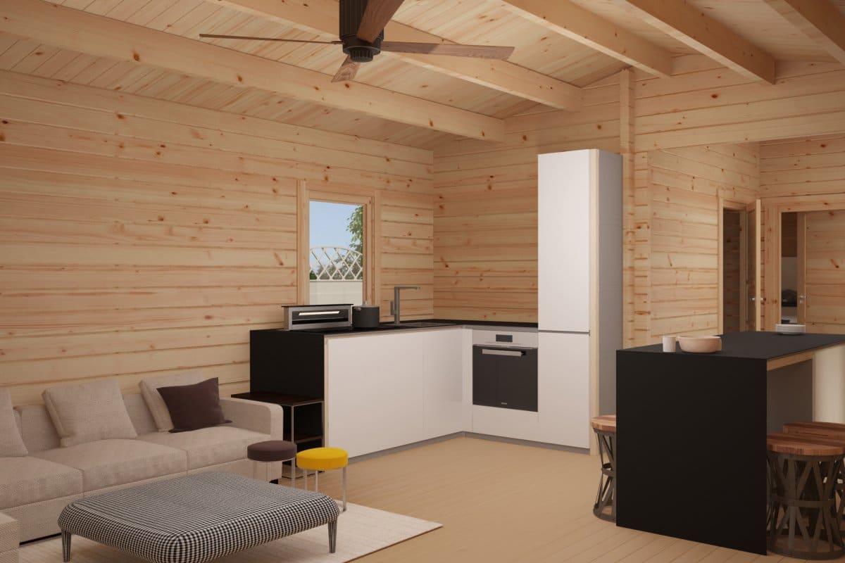 Holzhaus mit zwei Schlafzimmern „Murcia“ 47m2 | 70mm | 11x5m G0263-3