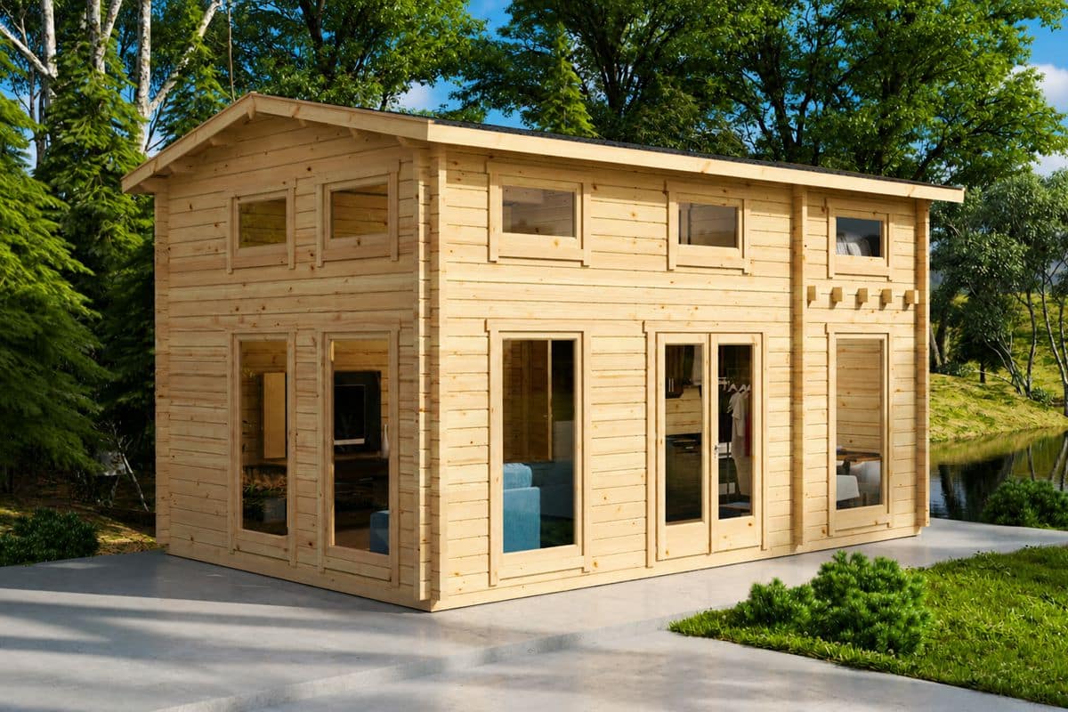 Blockhaus mit Schlafboden “Schweden B” 6x4m | Großes Gartenhaus 4x6m | Blockhaus | Blockbohlenhaus | Ferienhaus kaufen