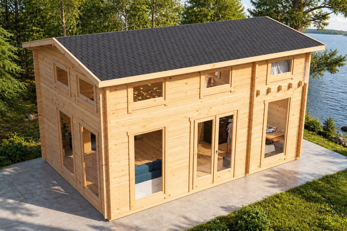 Blockhaus mit Schlafboden 6x4m