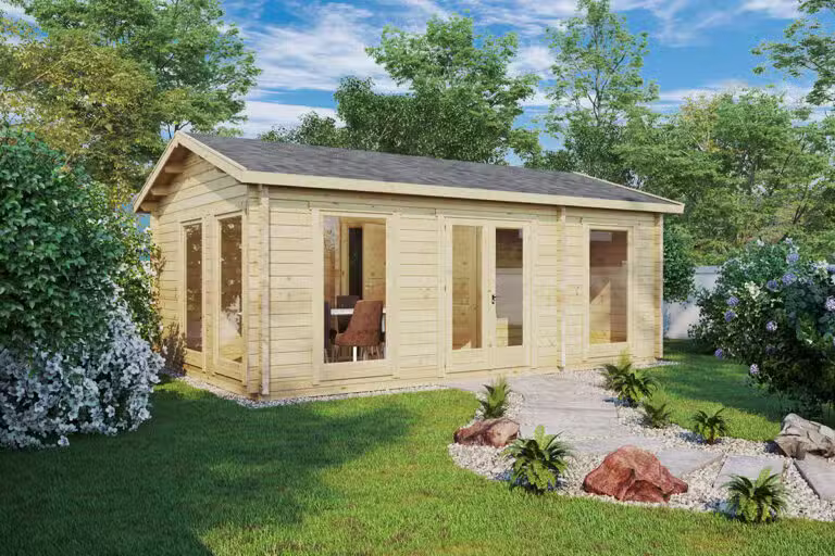 Blockhaus mit Badezimmer Schweden C 23m2 / 6 x 4 m / 70mm
