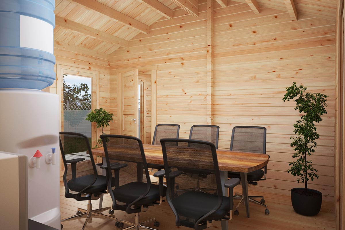 Großes Gartenholzhaus mit Badezimmer - Innenansicht