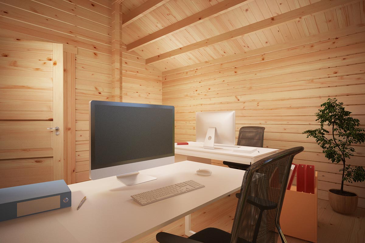 Großes Gartenholzhaus mit Badezimmer - Innenansicht