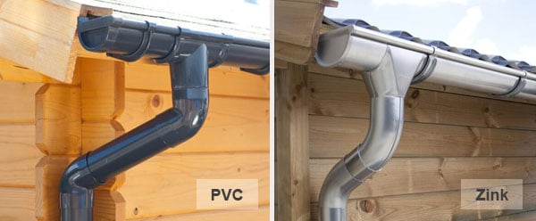 PVC- und Zinkrinnen für Gartenhäuser