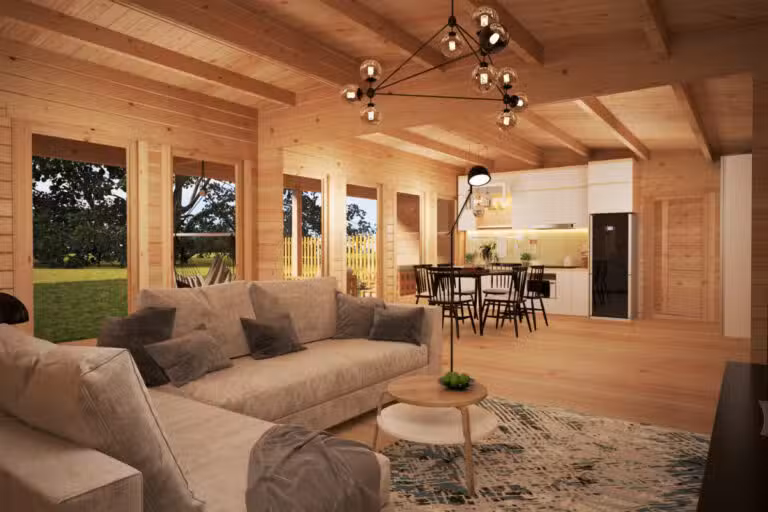 Blockhaus mit drei Schlafzimmern „Holiday L“ 92 mm 96 m2 7x18 m
