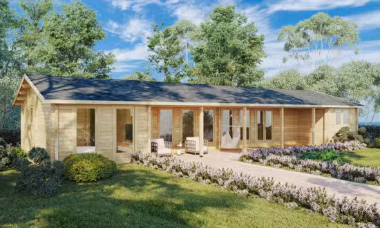 Blockhaus mit drei Schlafzimmern „Holiday L“ 92 mm 96 m2 7x18 m