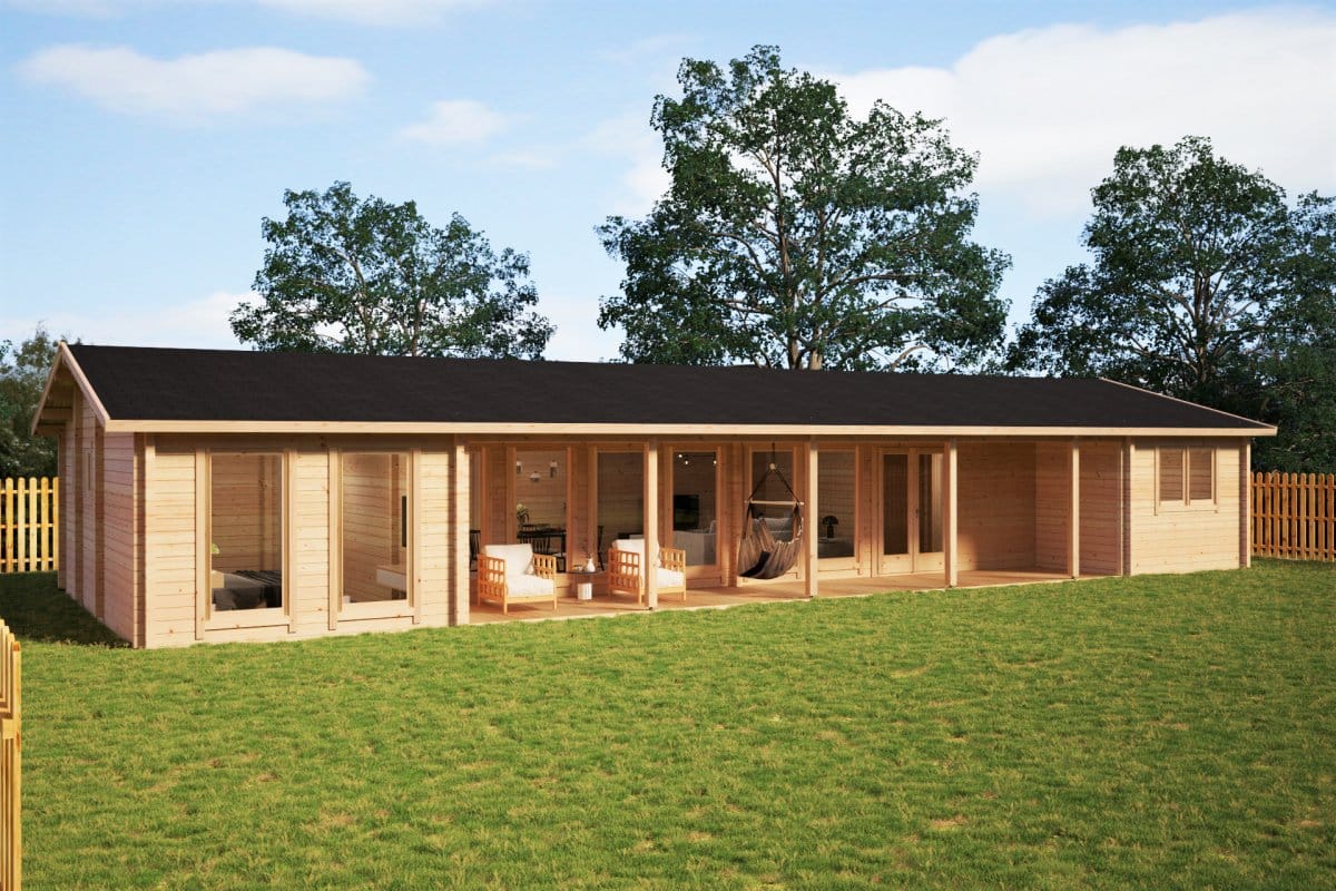 Blockhaus mit drei Schlafzimmern „Holiday L“ 92 mm / 96 m2 / 7x18 m