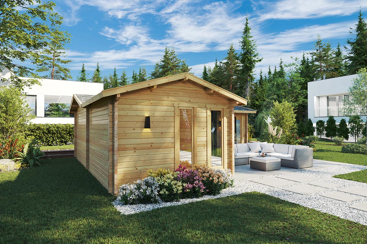 Eck-Gartenhaus mit einem Schlafzimmer