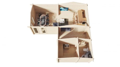Großes Gartenhaus mit Sauna „Devon-3“ / 40 m2 / 70mm