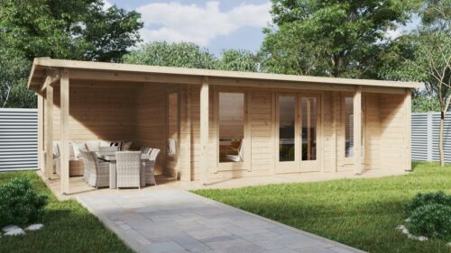 Gartenhaus mit Terrasse „Hansa Studio XXL“ 21 m2 / 5 x 9 m / 70 mm