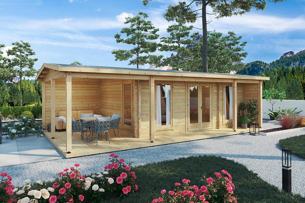 Gartenhaus aus Holz mit Veranda