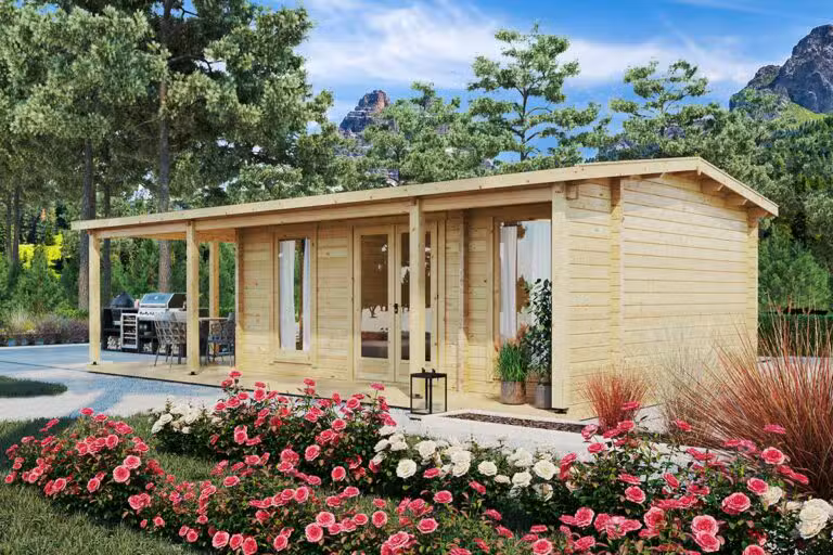 Gartenhaus aus Holz mit Veranda