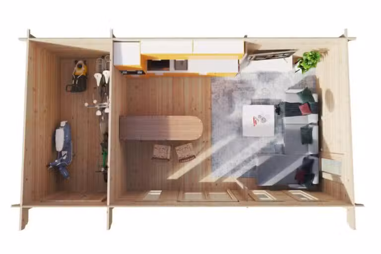 Gartenhaus mit Lagerraum Barbados Plus 28m2 / 44mm / 4x8m