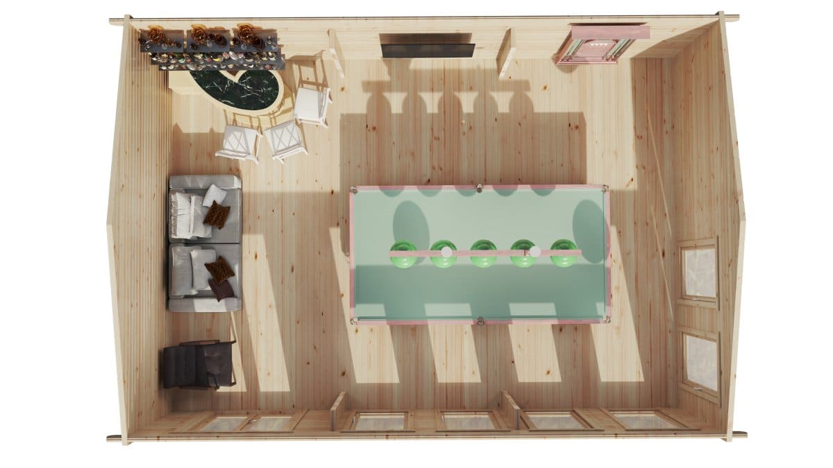 Garten-Billardraum „Snooker XL II“ / 8x5,5 m / 43 m2 / 70 mm
