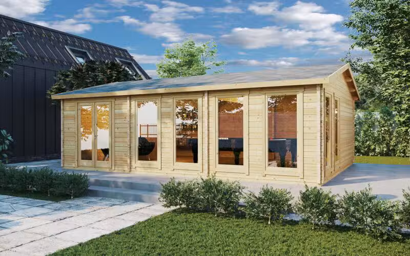 Großes Gartenhaus aus Holz für Billardtisch