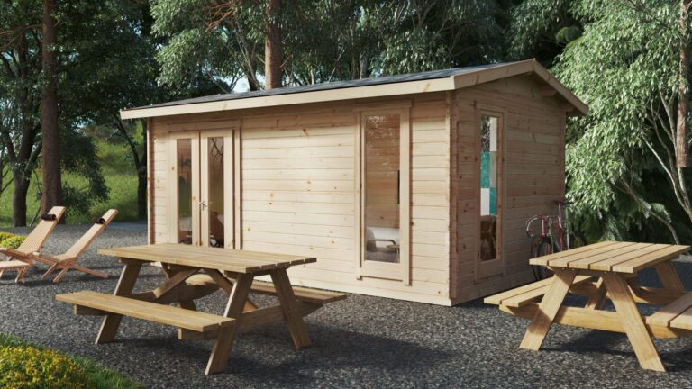 Holzhaus „Mia 1“ mit Duschraum und WC / 5x3 m / 15 m2 / 44 mm