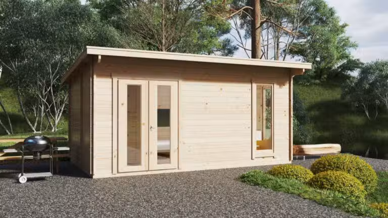Holzhaus „Mia 2“ mit Duschraum und WC / 5x3 m / 15 m2 / 44 mm