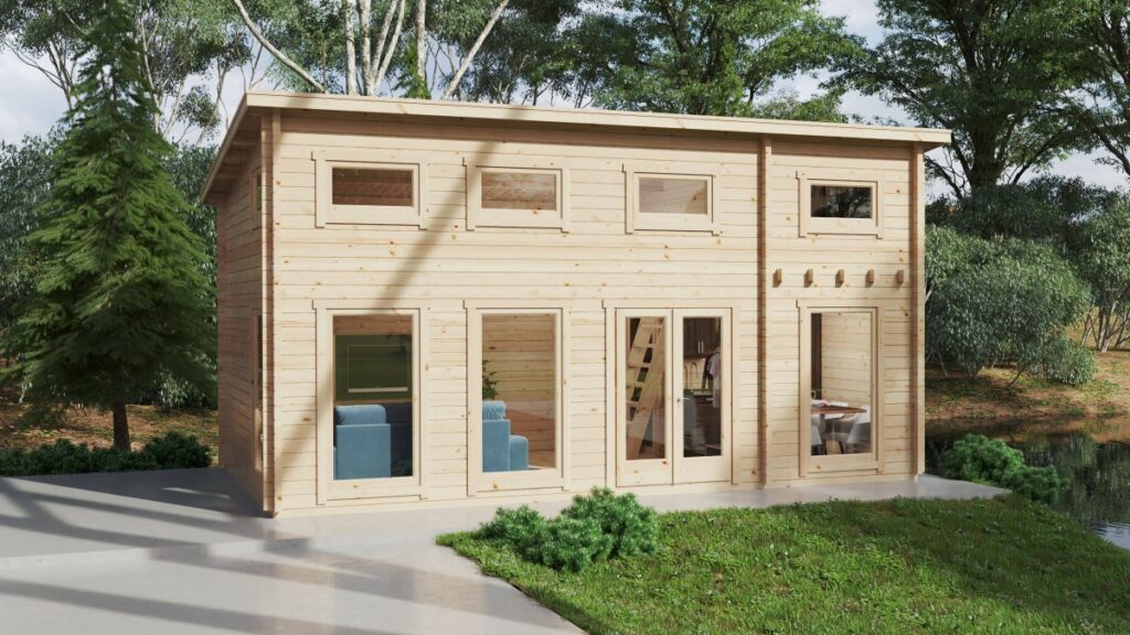 Gartenhaus mit Schlafboden „Schweden F“ 32 m2 / 7x4 m / 70 mm
