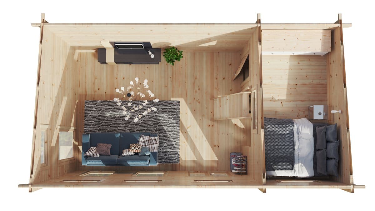 Gartenhaus mit Schlafboden “Schweden F” 7x4m | 27m² Gartenhaus mit Schlafboden | Hochwertiges Holz-Gartenhaus | Holzhaus Kaufen mit Schlafboden