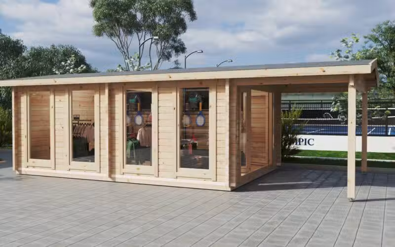 Großes Gartenhaus mit Premium-Falttür „David-2“ / 4x8 m / 19 m2 / 70 mm
