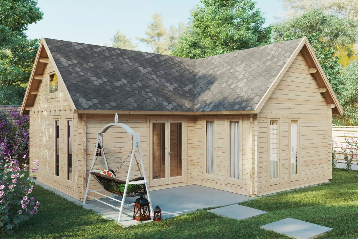 Blockhaus mit Schlafboden "Hansa Holiday Q" 8x9m Hansagarten24