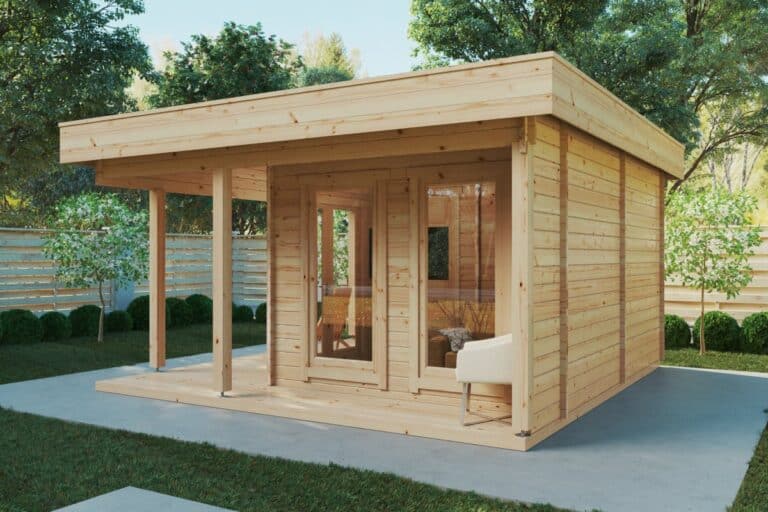 Garten-Saunahaus Mini Hansa Sauna Lounge 12m² / 44mm / 5x5m