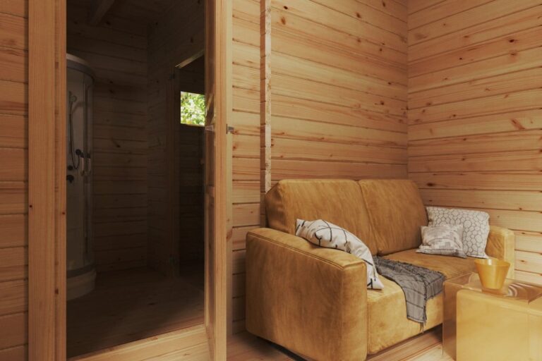 Garten-Saunahaus Mini Hansa Sauna Lounge 12m² / 44mm / 5x5m