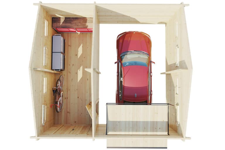 Holzgarage mit Abstellraum / Model Q / 70mm / 6 x 6,5m