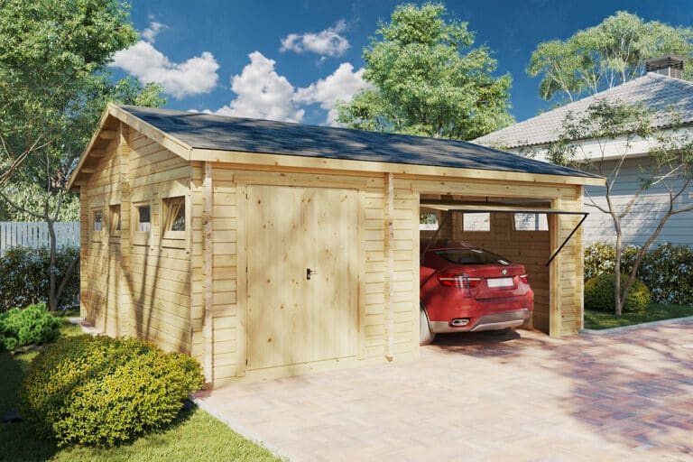 Holzgarage mit Abstellraum / Model Q / 70mm / 6 x 6,5m