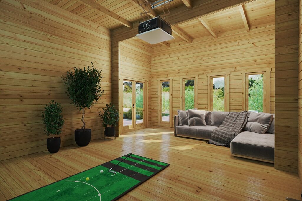 Golf Simulator Gartenhaus 4 / 6 x 4 m / 70 mm