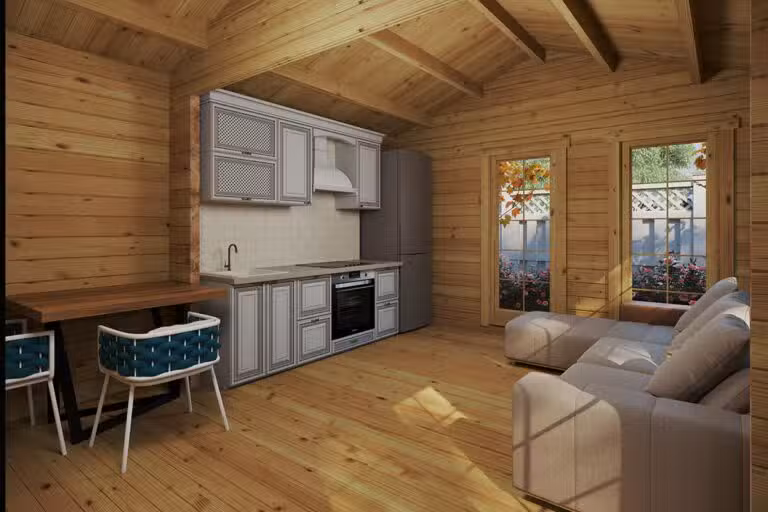 Blockhaus mit einem Schlafzimmer Schweden G 4 x 8 m 70 mm