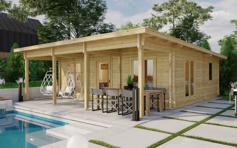 Blockhaus Holiday R mit zwei Schlafzimmern / 40 m2 / 8 x 8 m / 7