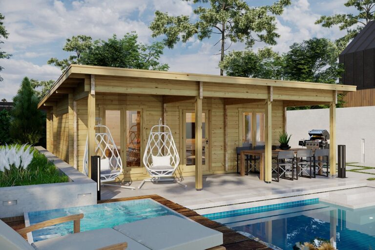 Blockhaus Holiday R mit zwei Schlafzimmern / 40 m2 / 8 x 8 m / 7