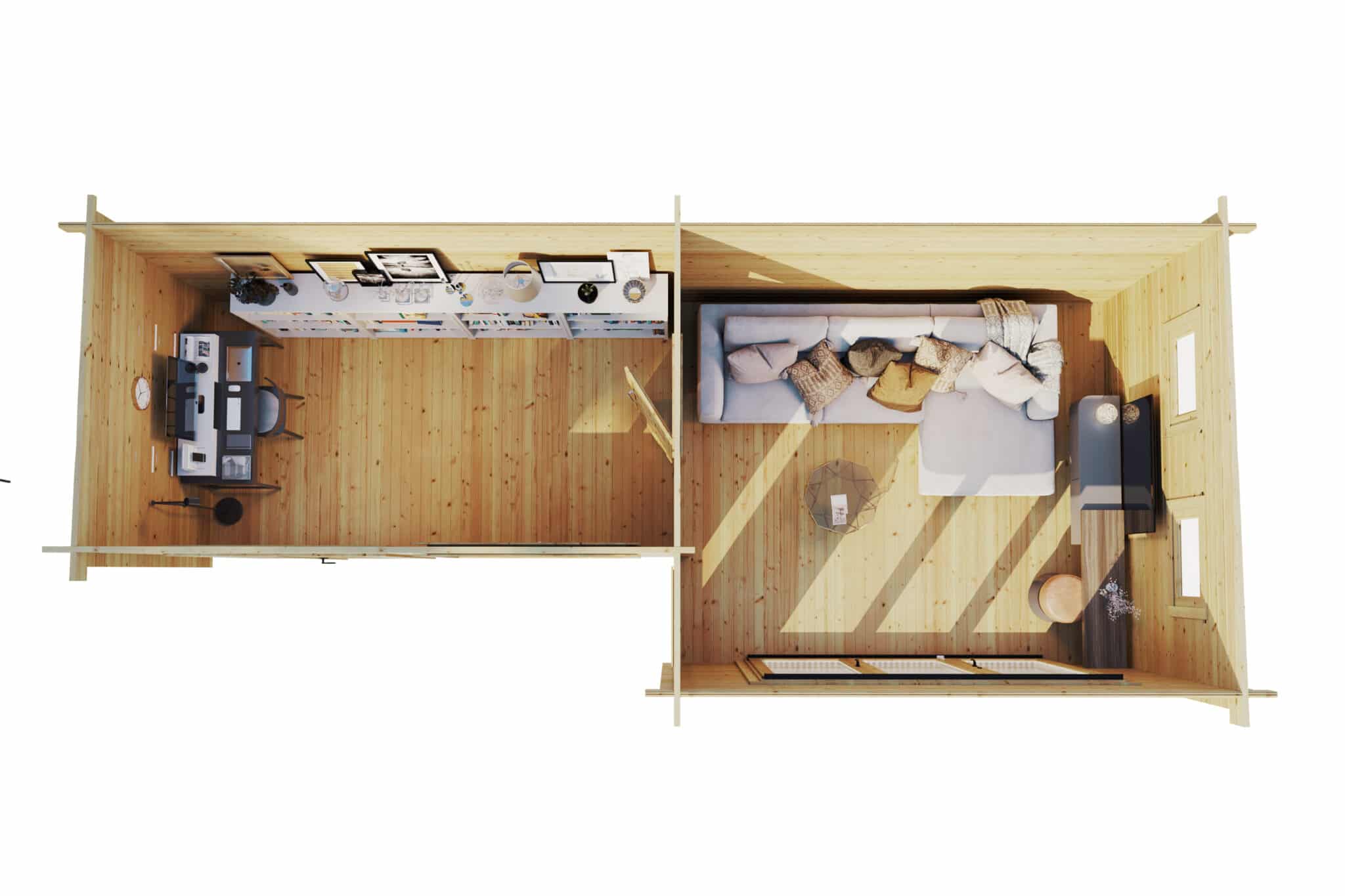 Gartenhaus mit 2 Räumen “Amelia” 9x4m | Gartenbüro mit 2 Räumen - 22 m² | Separate Räume | Fertiges Blockhaus Gartenhaus mit 2 Räumen “Amelia” 9x4m | Gartenbüro mit 2 Räumen - 22 m² | Separate Räume | Fertiges Blockhaus