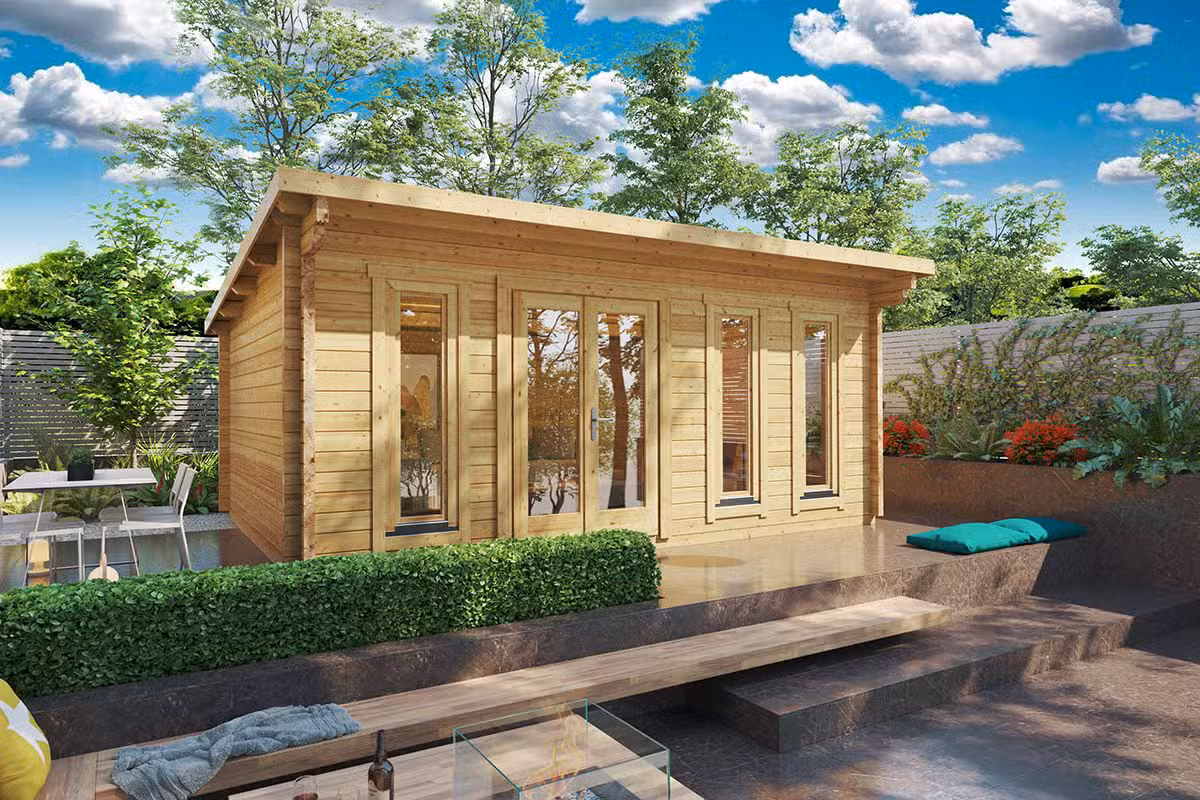 Gartenhaus mit Pultdach Barbados 21m² | 44mm | 6×4 m / G0097