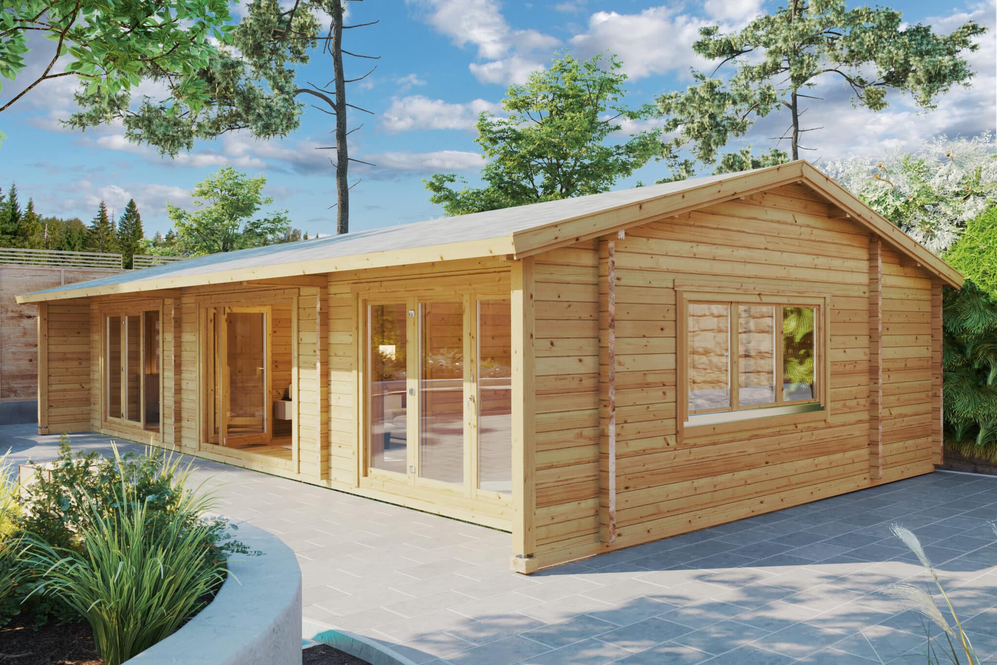 Ferienhaus – Blockhaus mit zwei Schlafzimmern Holiday S2 / 70 mm / 12 x 6 m / 70 m2