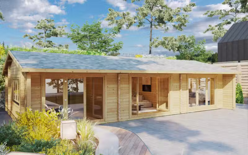 Ferienhaus – Blockhaus mit zwei Schlafzimmern Holiday S2: 70 mm / 12 x 6 m / 70 m²