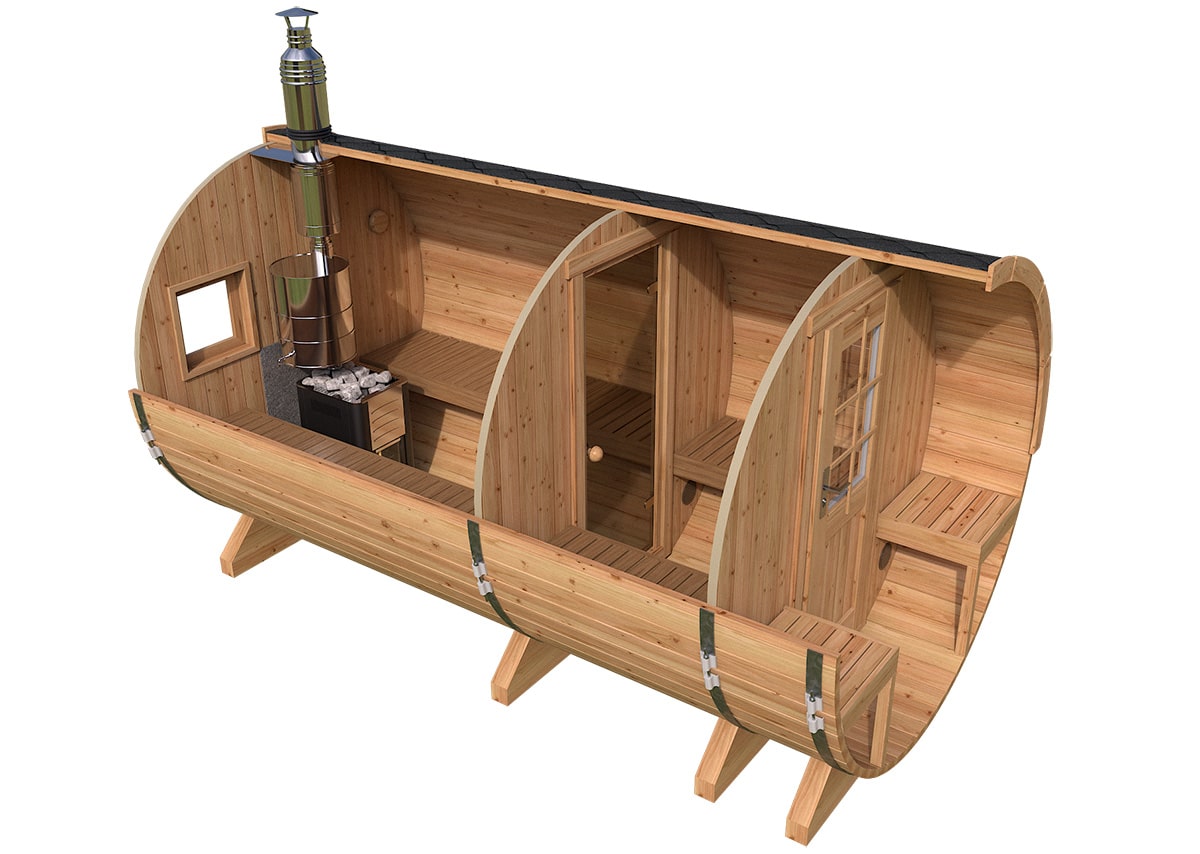 Grosse Fasssauna mit Vorraum