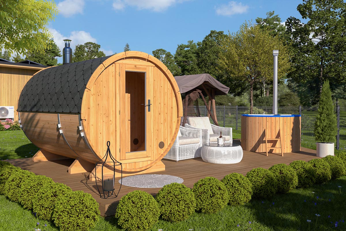Saunafass mit Vorraum